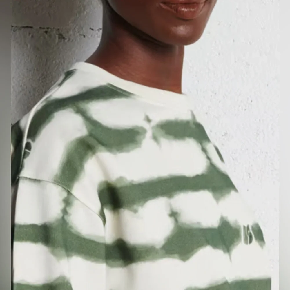 ba&sh Women's Sailor style sweatshirt sete green 100% organic cotton crop top S - Picture 5 of 11
